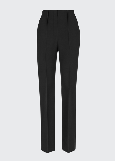 Shop Fendi Pintuck Grain De Poudre Straight-leg Pants In Black