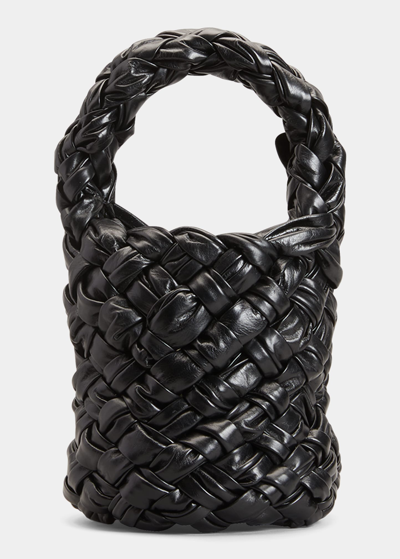 Shop Bottega Veneta Kalimero Mini Intrecciato Pleated Bucket Bag In Black
