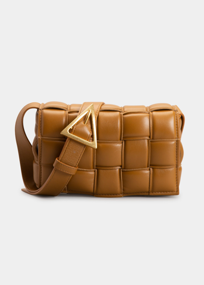 Shop Bottega Veneta Cassette Small Padded Intrecciato Crossbody Bag In Camel