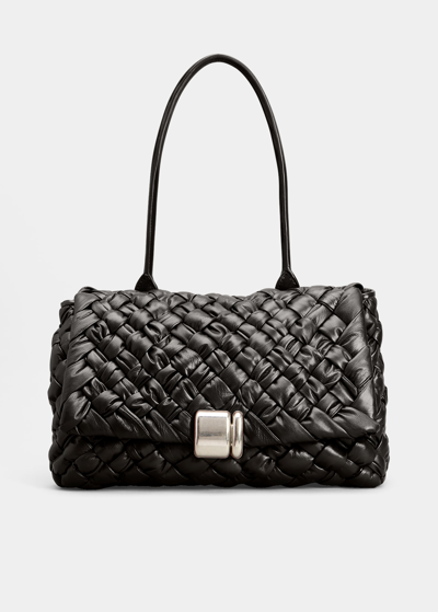 Bottega Veneta Small Intrecciato Padded Leather Shoulder Bag In Black