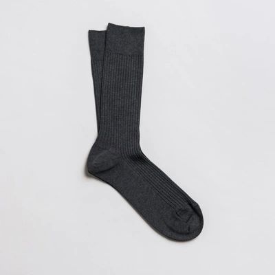 Shop Asket The Ribbed Cotton Sock Charcoal Melange