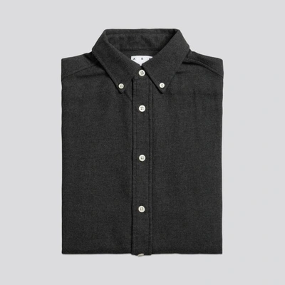 Shop Asket The Flannel Shirt Charcoal Melange
