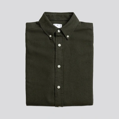 Shop Asket The Flannel Shirt Khaki Green