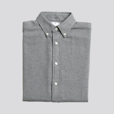 Shop Asket The Flannel Shirt Grey Melange