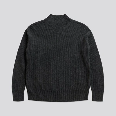 Shop Asket The Mock Neck Sweater Charcoal Melange