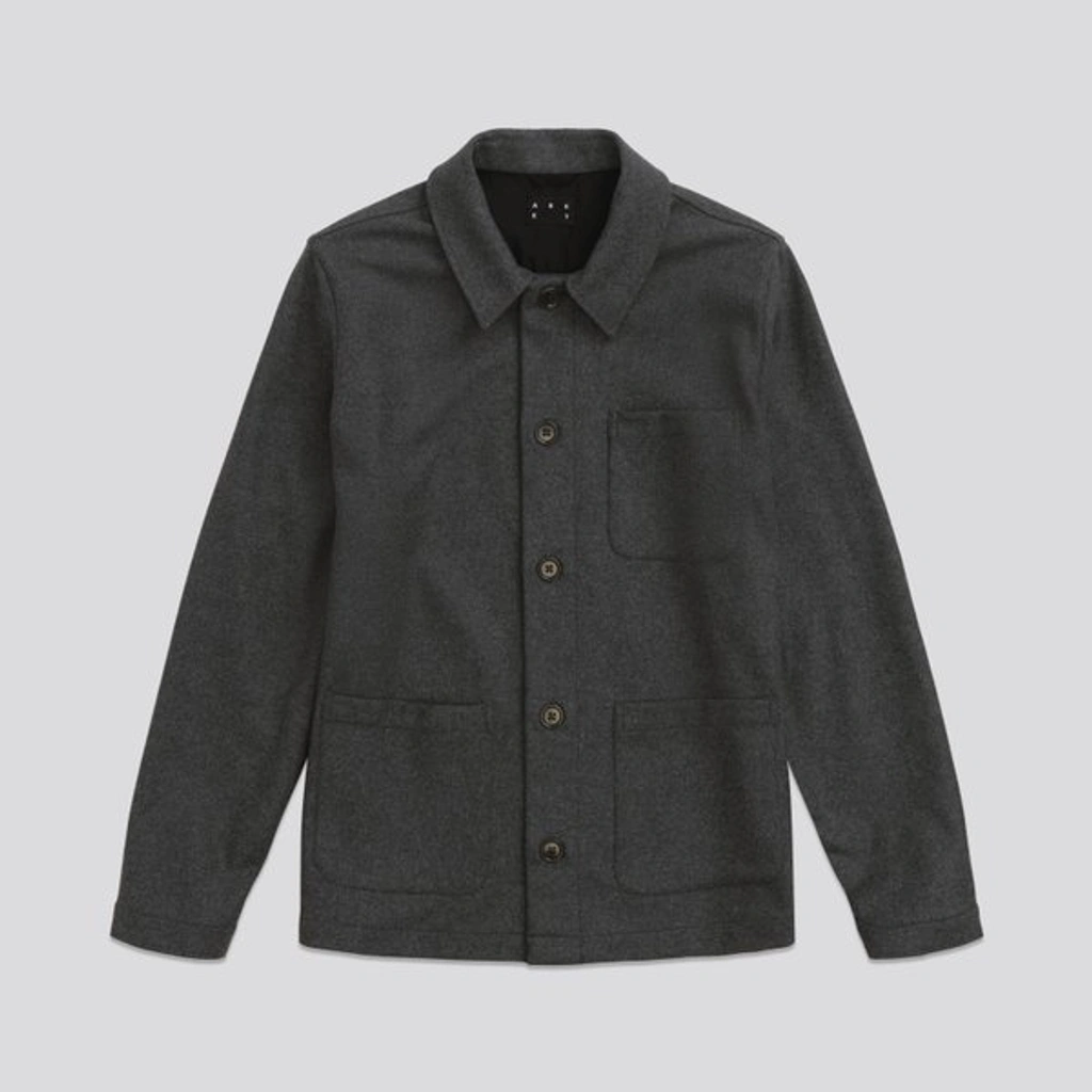 Asket The Wool Overshirt Charcoal Melange ModeSens