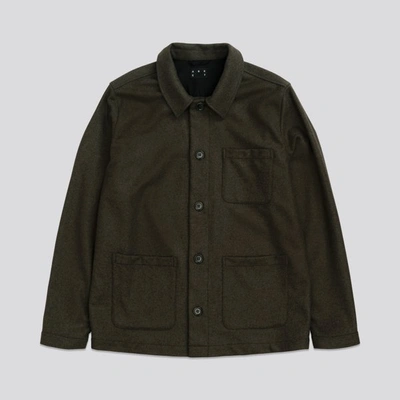 Asket The Wool Overshirt Khaki Green In Khaki Green