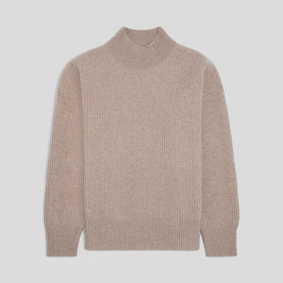 Shop Asket The Mock Neck Sweater Brown Melange
