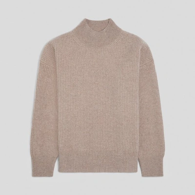 Asket The Mock Neck Sweater Brown Melange In Brown Melange