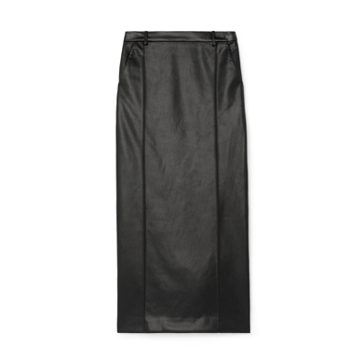 Shop Esse Classico Leather Midi Skirt In Black