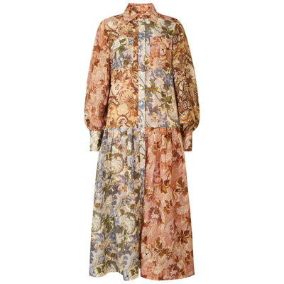 Shop Alemais Phillipa Floral-print Ramie Shirt Dress