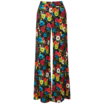 Shop Alice And Olivia Dylan Floral-print Wide-leg Trousers In Multicoloured