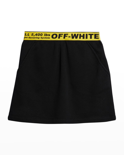 Shop Off-white Girl's Logo-print Mini Skirt In Black/yellow