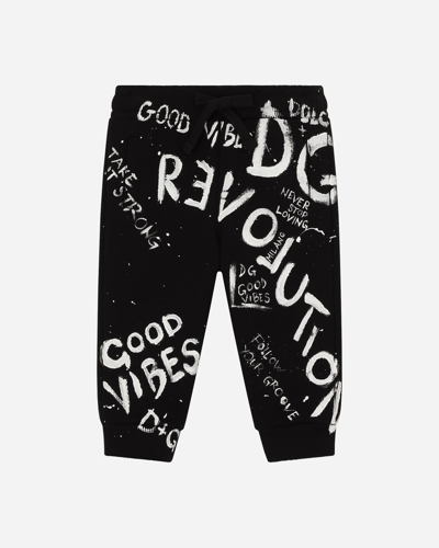 Shop Dolce & Gabbana Junior Kid's Graffiti Jog Pants In Black/white