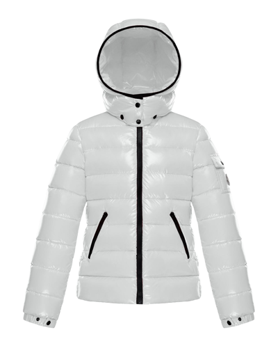 Shop Moncler Girl's Bady Quilted Logo Jacket In White
