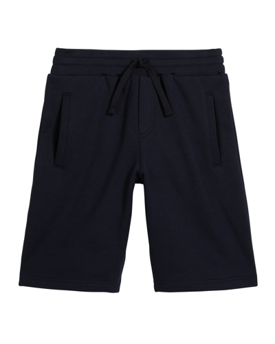 Shop Dolce & Gabbana Boy's Jersey Shorts W/ Logo Patch In Black