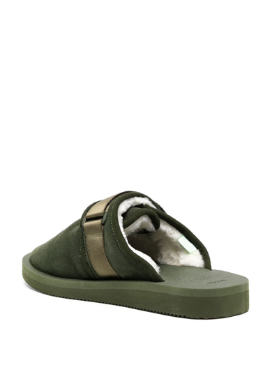 Shop Suicoke Zavo Suede Sandals In Grün