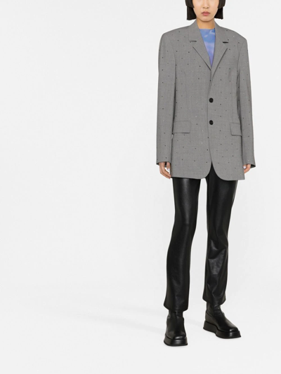 Msgm Notched-lapel Single-breasted Blazer In Grau