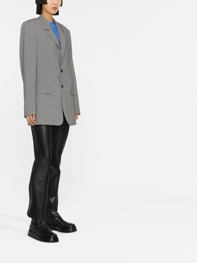 Msgm Notched-lapel Single-breasted Blazer In Grau