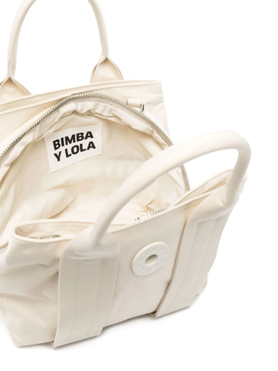 Shop Bimba Y Lola Medium Logo-plaque Tote Bag In Neutrals
