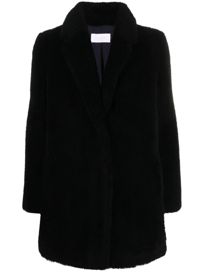 Yves Salomon Meteo Short Woven Wool Coat In Black