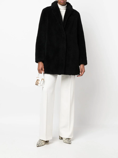Yves Salomon Meteo Short Woven Wool Coat In Black