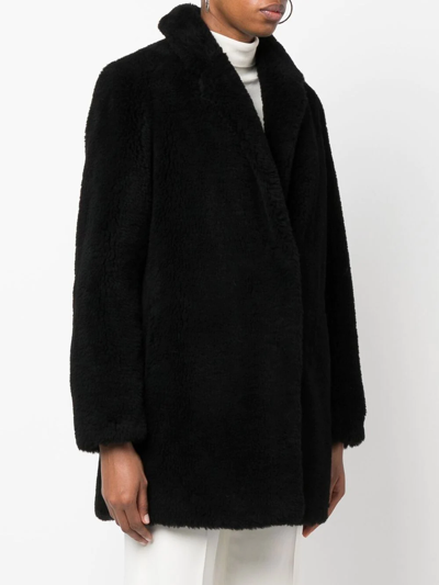 Yves Salomon Meteo Short Woven Wool Coat In Black