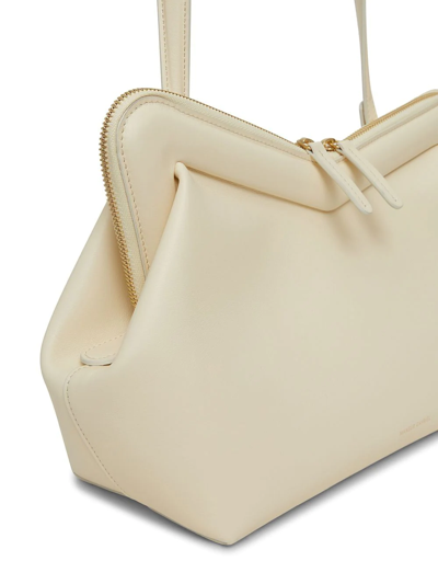 Shop Mansur Gavriel Frame Leather Shoulder Bag In White