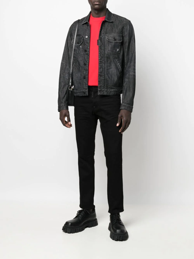 Dsquared2 Studded Distressed Denim Jacket In Black