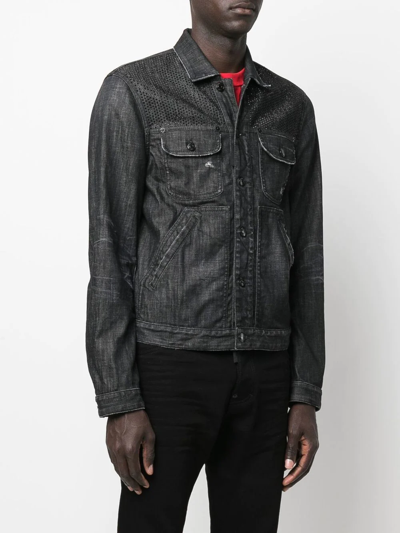 Dsquared2 Studded Distressed Denim Jacket In Black