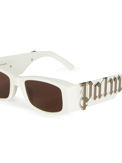 Shop Palm Angels Angel Rectangle-frame Sunglasses In Weiss