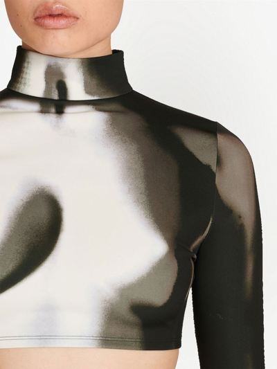 Balmain Spray Paint Effect Cropped Top In White