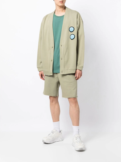 Off Duty Flak Smiley Patch Cardigan In Green