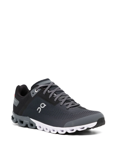 Shop On Running Cloudflow Recycled Lace-up Sneakers In Black