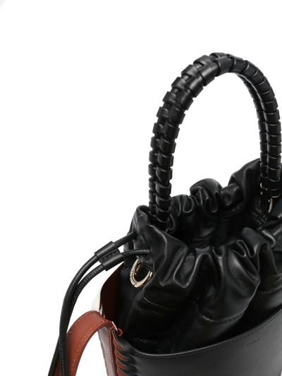 Chloé Colour-block Leather Bucket-bag In Schwarz