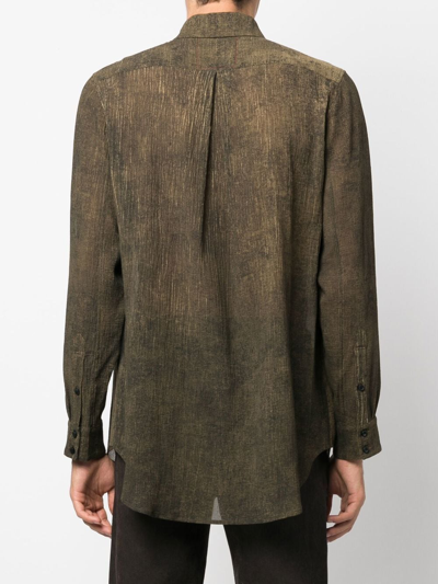 Shop Uma Wang Distressed-effect Long-sleeved Shirt In Grün