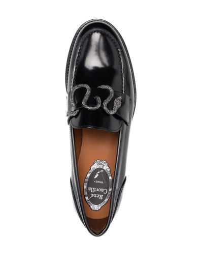 Shop René Caovilla Morgana Leather Loafers In Schwarz