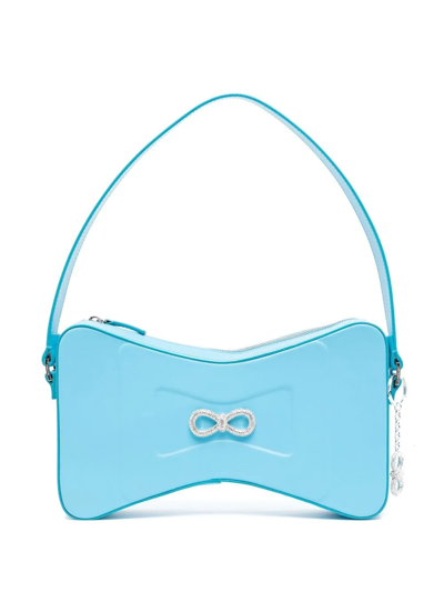 Shop Mach & Mach Double Bow Shoulder Bag In Blau
