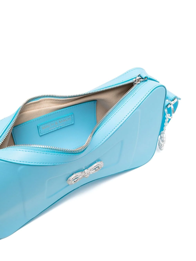 Shop Mach & Mach Double Bow Shoulder Bag In Blau