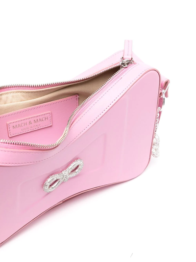 Shop Mach & Mach Double Bow Shoulder Bag In Rosa