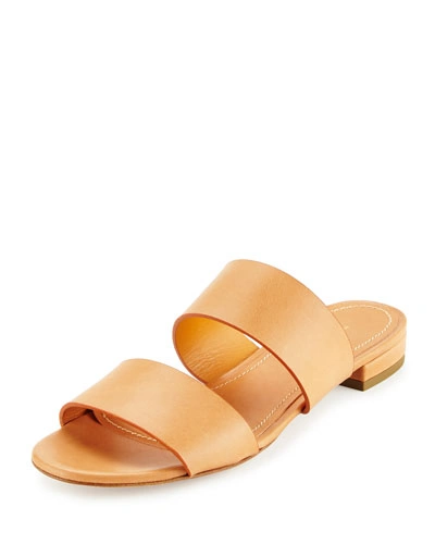 Mansur Gavriel Leather Double-strap Slide Sandal, Camello In Cammello