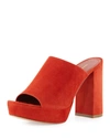 MANSUR GAVRIEL SUEDE PLATFORM 110MM MULE SANDAL, BRICK