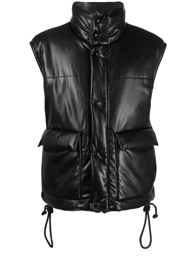 Shop Nanushka Jovan Faux-leather Puffer Gilet In Schwarz