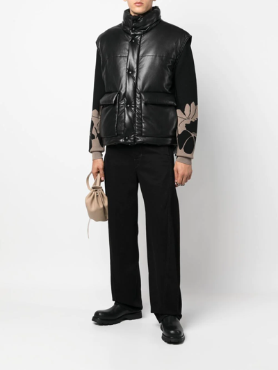 Nanushka Jovan Faux-leather Quilted Gilet In Schwarz