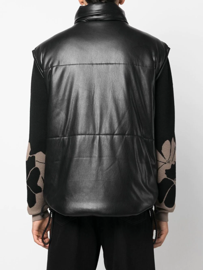 Nanushka Jovan Faux-leather Quilted Gilet In Schwarz
