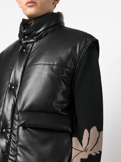 Nanushka Jovan Faux-leather Quilted Gilet In Schwarz