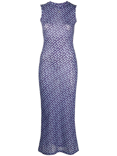 Shop Coperni Abstract-pattern Midi-dress In Violett