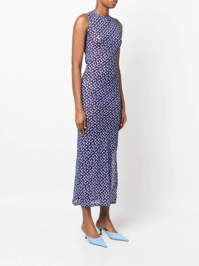 Shop Coperni Abstract-pattern Midi-dress In Violett