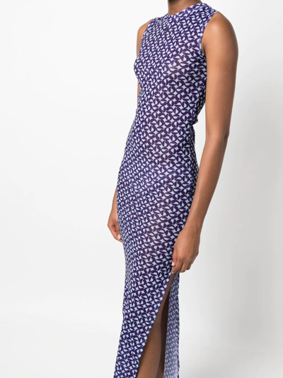 Shop Coperni Abstract-pattern Midi-dress In Violett