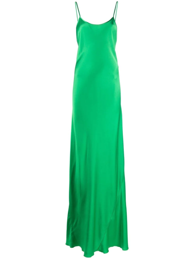 Shop Victoria Beckham Plunging V-back Maxi Dress In Green
